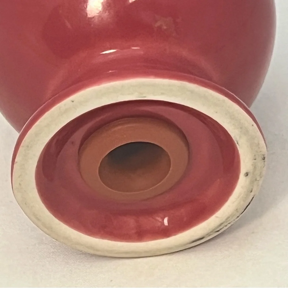 Vintage Fiestaware Small Red Ceramic Round Salt And Pepper Shakers